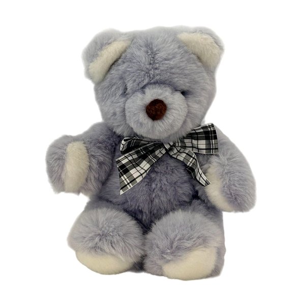 Vintage Gund Plush Bear My First Teddy Stuffed Animal Purple Lavender Bow Soft - Picture 1 of 13